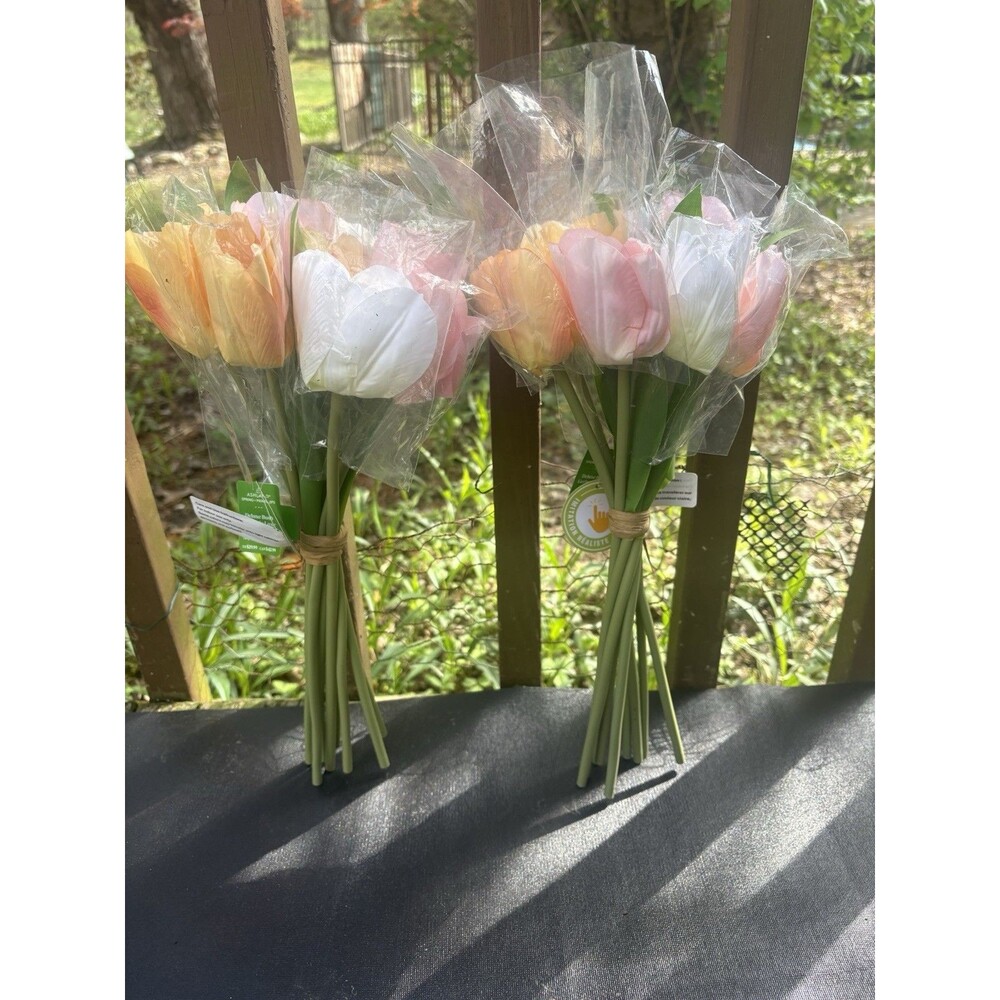 20pc Artificial Tulips Flowers Multi Color Tulips Real Touch Faux Latex Bouquets